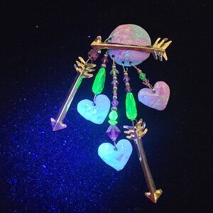 Vintage Retired LUNCH AT THE RITZ Hearts and Arrows Brooch / Pin - It Glows